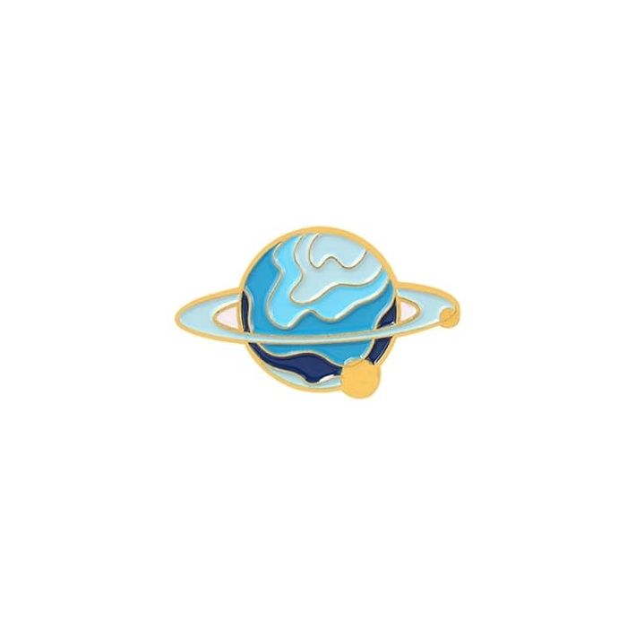  Blue Ringed Planet Enamel Pin Style 3