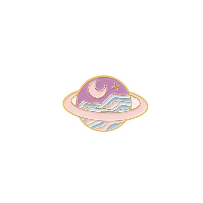  Pink Blue Ringed Planet Enamel Pin Style 4