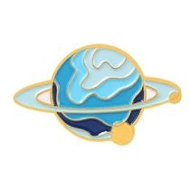  Blue Ringed Planet Enamel Pin Style 3
