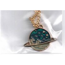 Blue Ocean Wave Planet Chain Pendant