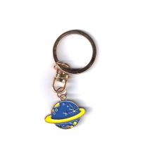 Enamel Keychain - Blue-yellow planet