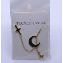 Moon and Stars Stainless Steel Necklace Gold Tone