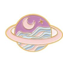  Pink Blue Ringed Planet Enamel Pin Style 4